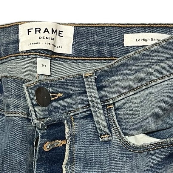 FRAME Le High Skinny Jeans — Button Fly, Distressed, Medium Wash - Picture 8 of 8